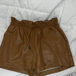 Brown Leather Shorts